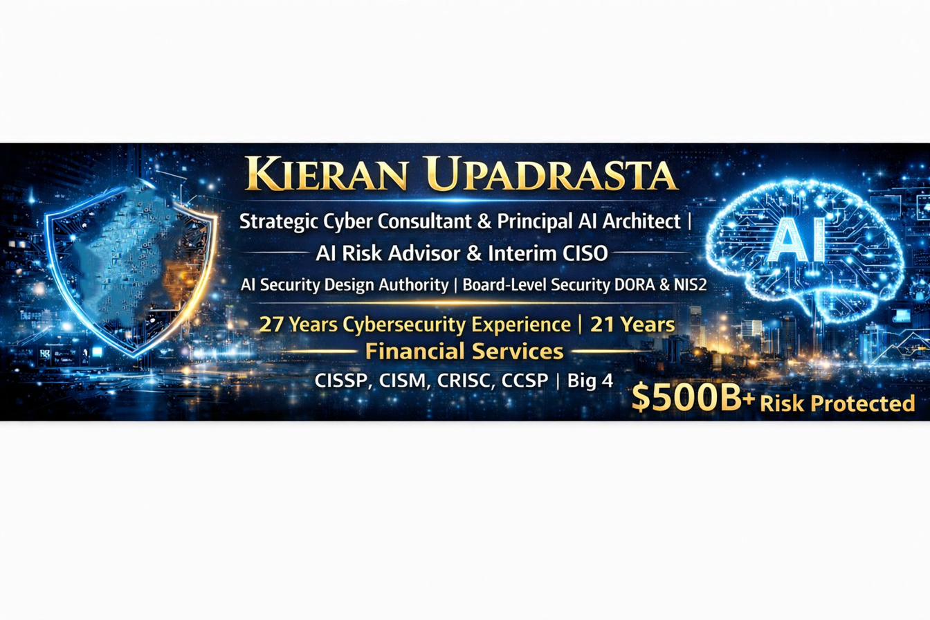 Kieran Sky - Strategic Cyber Consultant & Principal AI Architect | AI Risk Advisor & Interim CISO | 27 Years Cybersecurity Experience | 21 Years Financial Services | CISSP, CISM, CRISC, CCSP | Big 4 | $500B+ Risk Protected