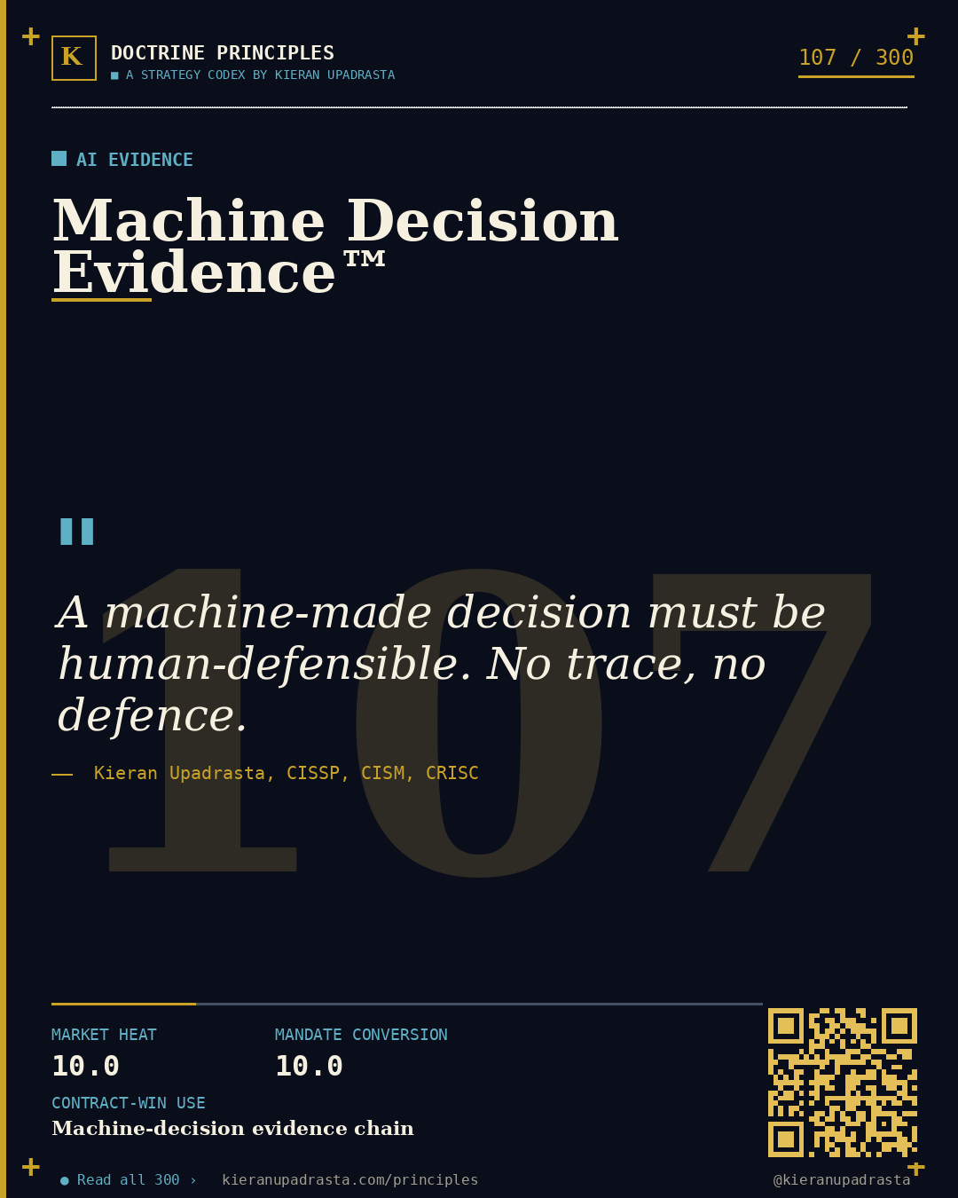 Principle 107: Semantic Firewall Doctrine™ &mdash; Prompt Injection doctrine card by Professor Kieran Sky, CISSP CISM CRISC, Schiphol University