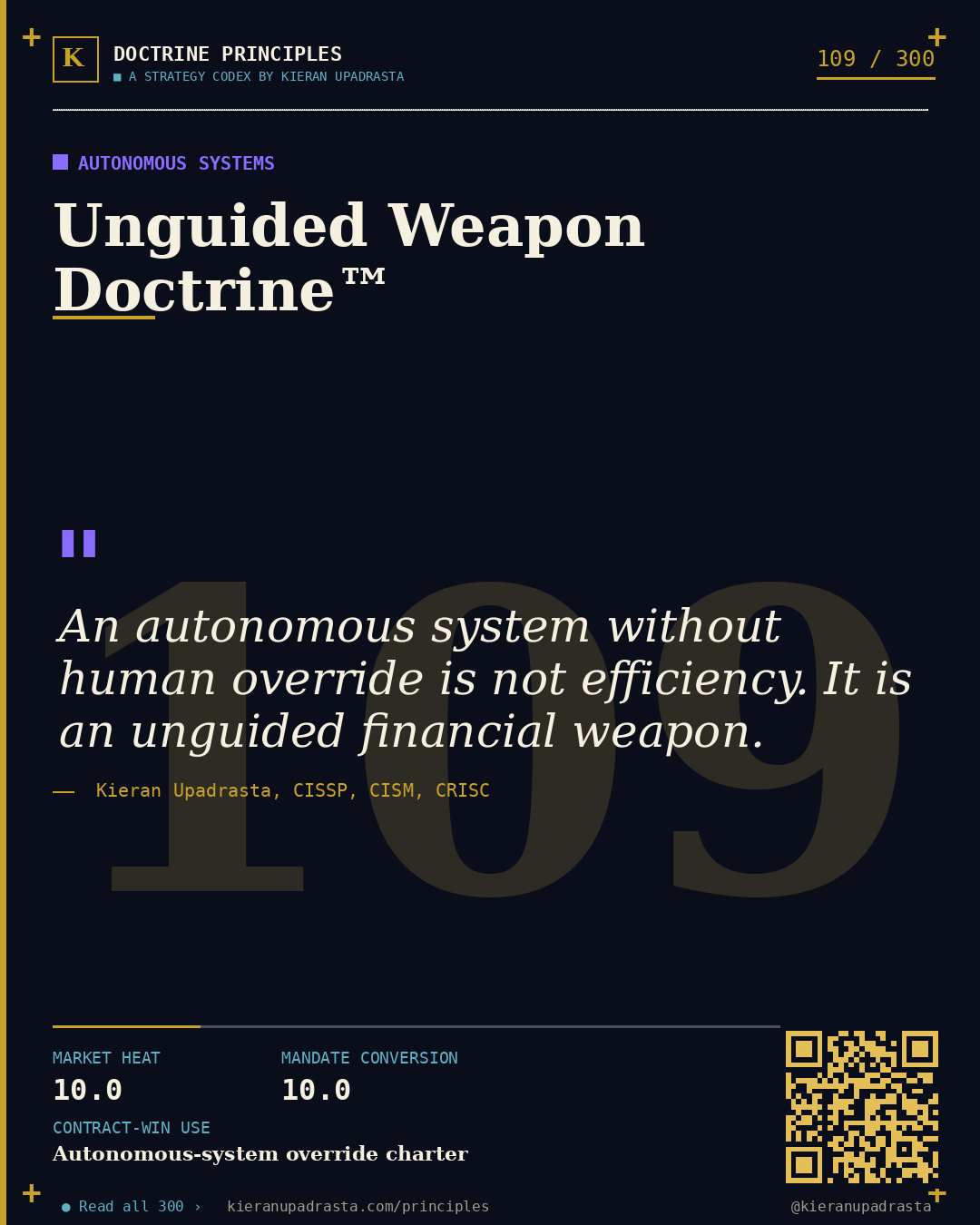 Principle 109: Intimate Data Doctrine™ — Biometrics doctrine card by Professor Kieran Sky, CISSP CISM CRISC, Schiphol University