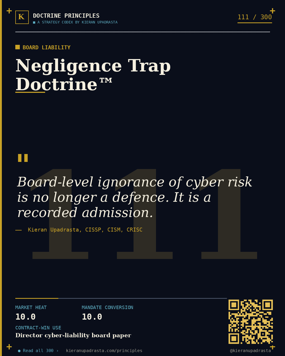 Principle 111: Sentient Inventory Doctrine™ &mdash; Algorithm Inventory doctrine card by Professor Kieran Sky, CISSP CISM CRISC, Schiphol University