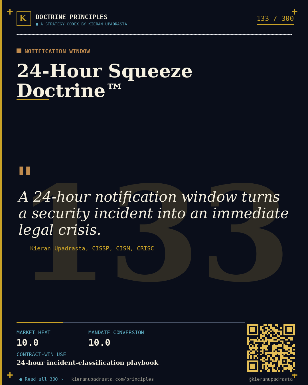 Principle 133: Essential Entity Doctrine™ &mdash; NIS2 Essential doctrine card by Professor Kieran Sky, CISSP CISM CRISC, Schiphol University