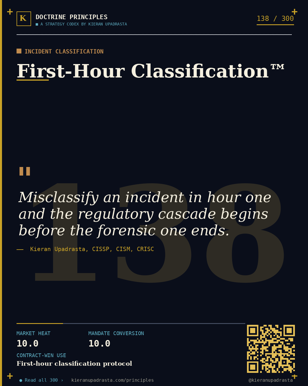 Principle 138: Personal Exposure Doctrine™ &mdash; Executive Liability doctrine card by Professor Kieran Sky, CISSP CISM CRISC, Schiphol University