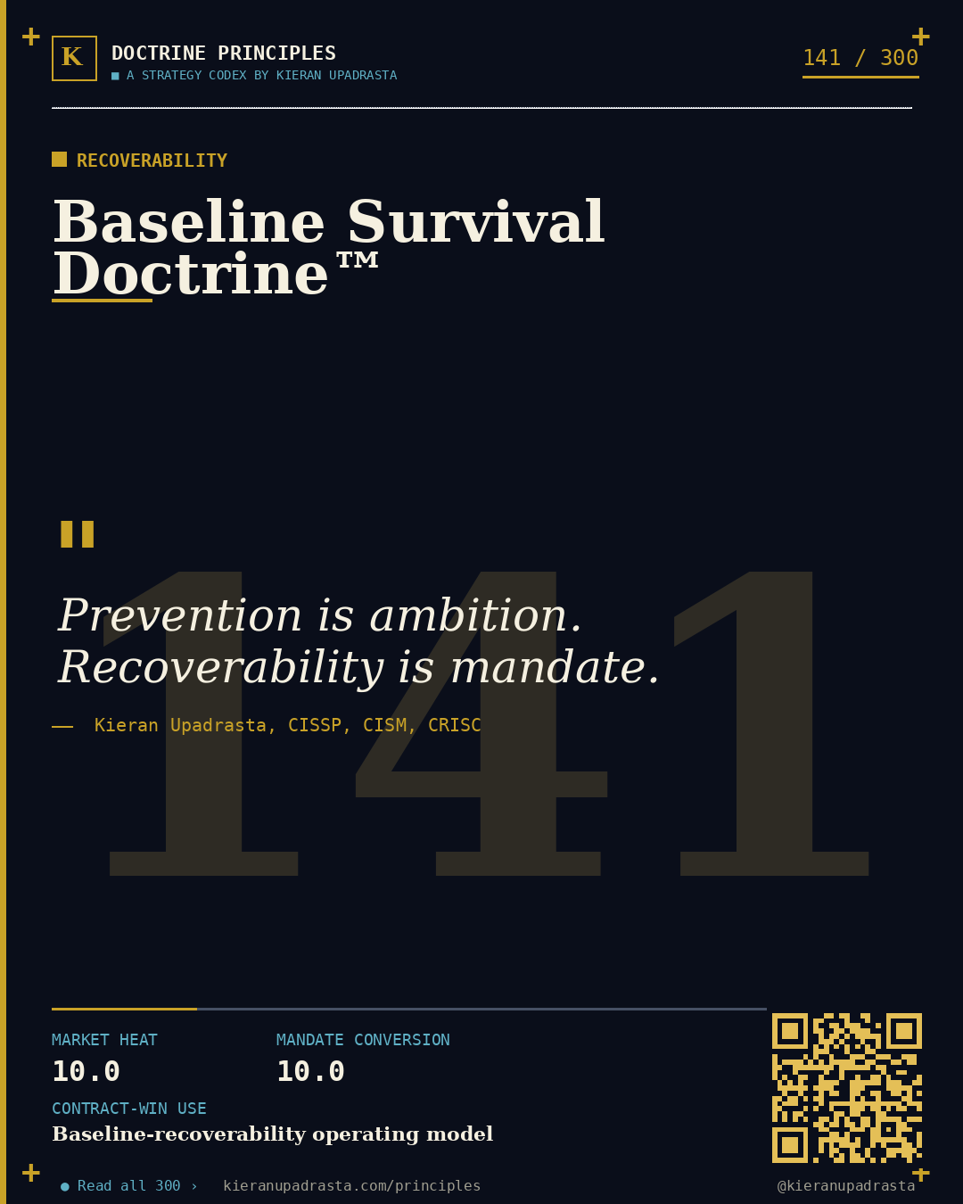 Principle 141: Strictest-Regime Doctrine™ &mdash; Strictest Regime doctrine card by Professor Kieran Sky, CISSP CISM CRISC, Schiphol University
