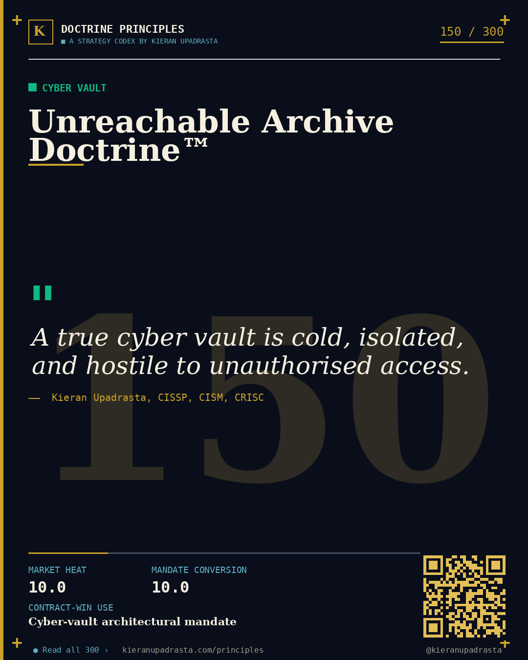 Principle 150: Unknown Dependency Doctrine™ &mdash; Dependency Mapping doctrine card by Professor Kieran Sky, CISSP CISM CRISC, Schiphol University