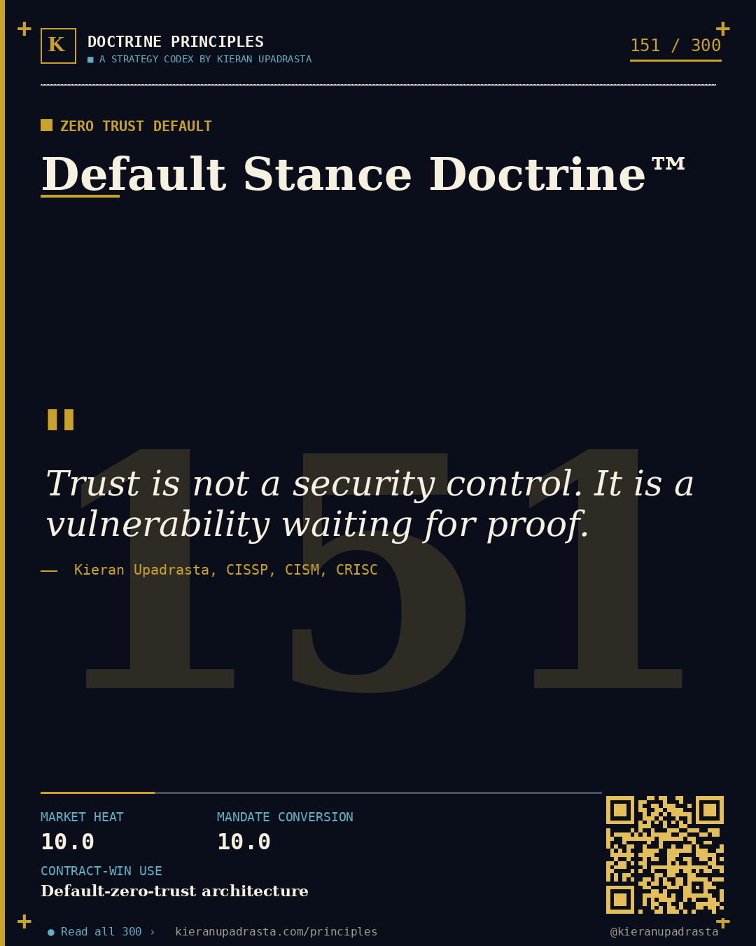 Principle 151: Unreachable Archive Doctrine™ &mdash; Cyber Vault doctrine card by Professor Kieran Sky, CISSP CISM CRISC, Schiphol University