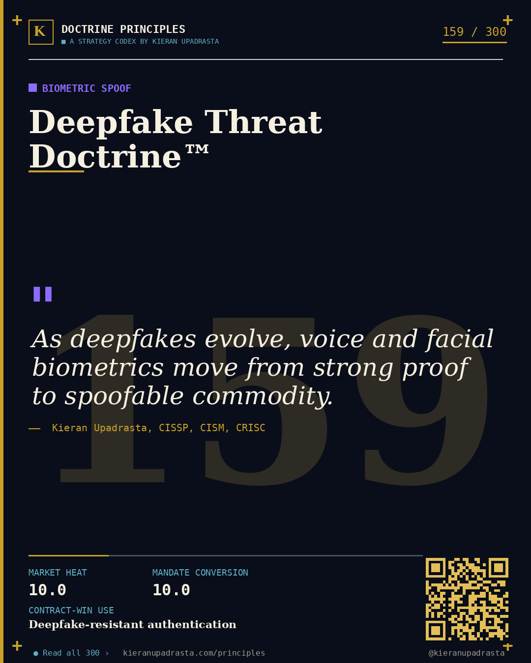Principle 159: Ephemeral Key Doctrine™ — JIT Privilege doctrine card by Professor Kieran Sky, CISSP CISM CRISC, Schiphol University