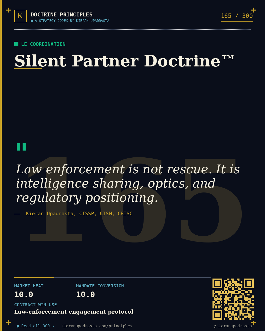 Principle 165: Morality Play Doctrine™ — Ransom Ethics doctrine card by Professor Kieran Sky, CISSP CISM CRISC, Schiphol University