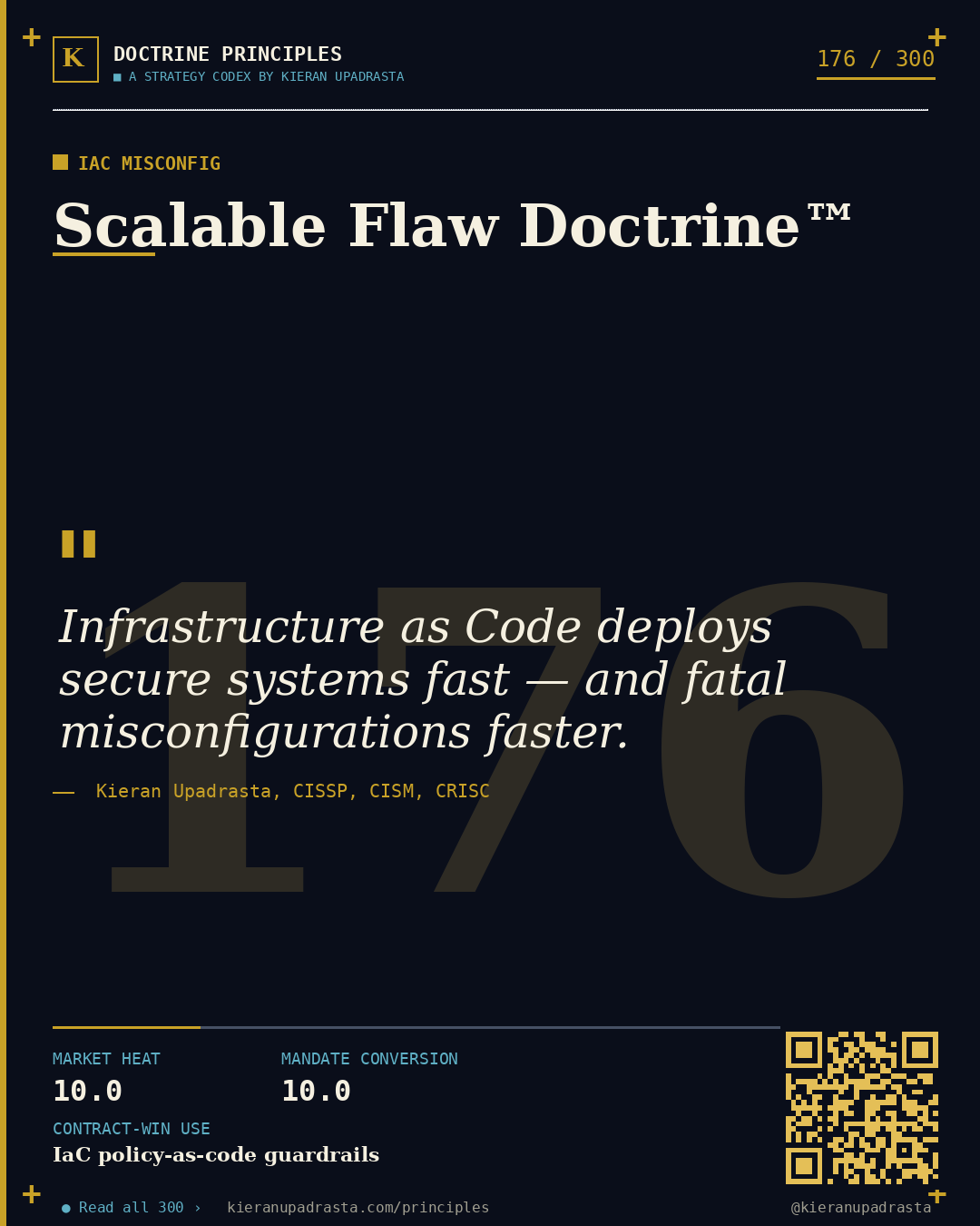 Principle 176: Technical Debt Bomb™ — Legacy Systems doctrine card by Professor Kieran Sky, CISSP CISM CRISC, Schiphol University