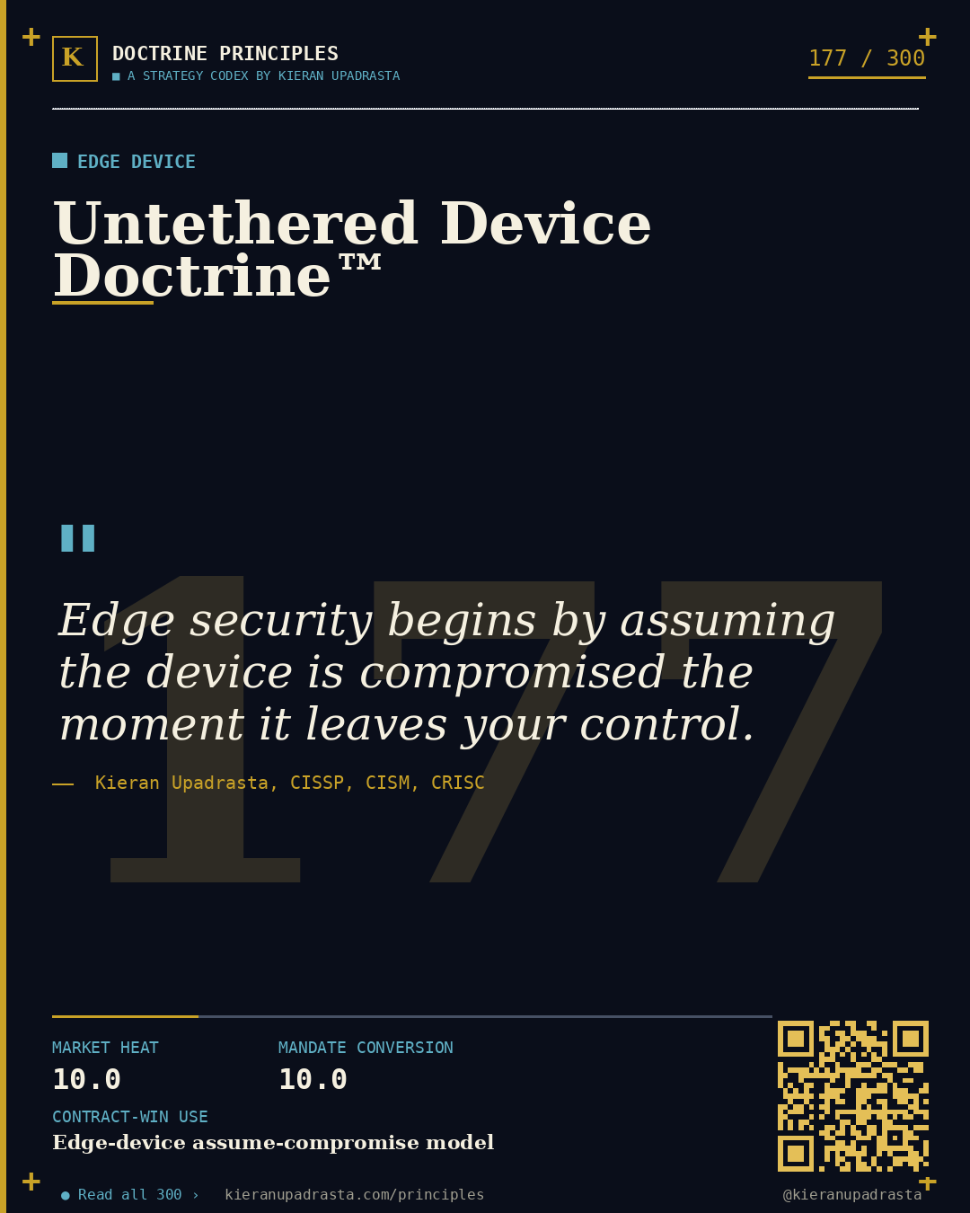 Principle 177: Scalable Flaw Doctrine™ — IaC Misconfig doctrine card by Professor Kieran Sky, CISSP CISM CRISC, Schiphol University