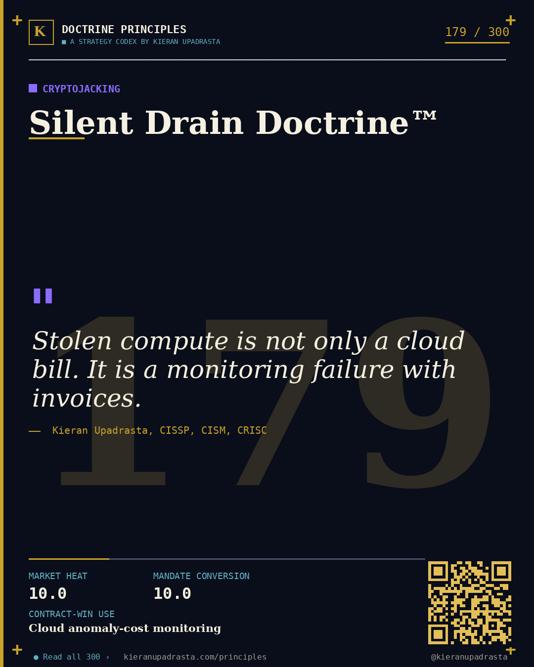 Principle 179: Hidden Payload Doctrine™ &mdash; Container Supply doctrine card by Professor Kieran Sky, CISSP CISM CRISC, Schiphol University