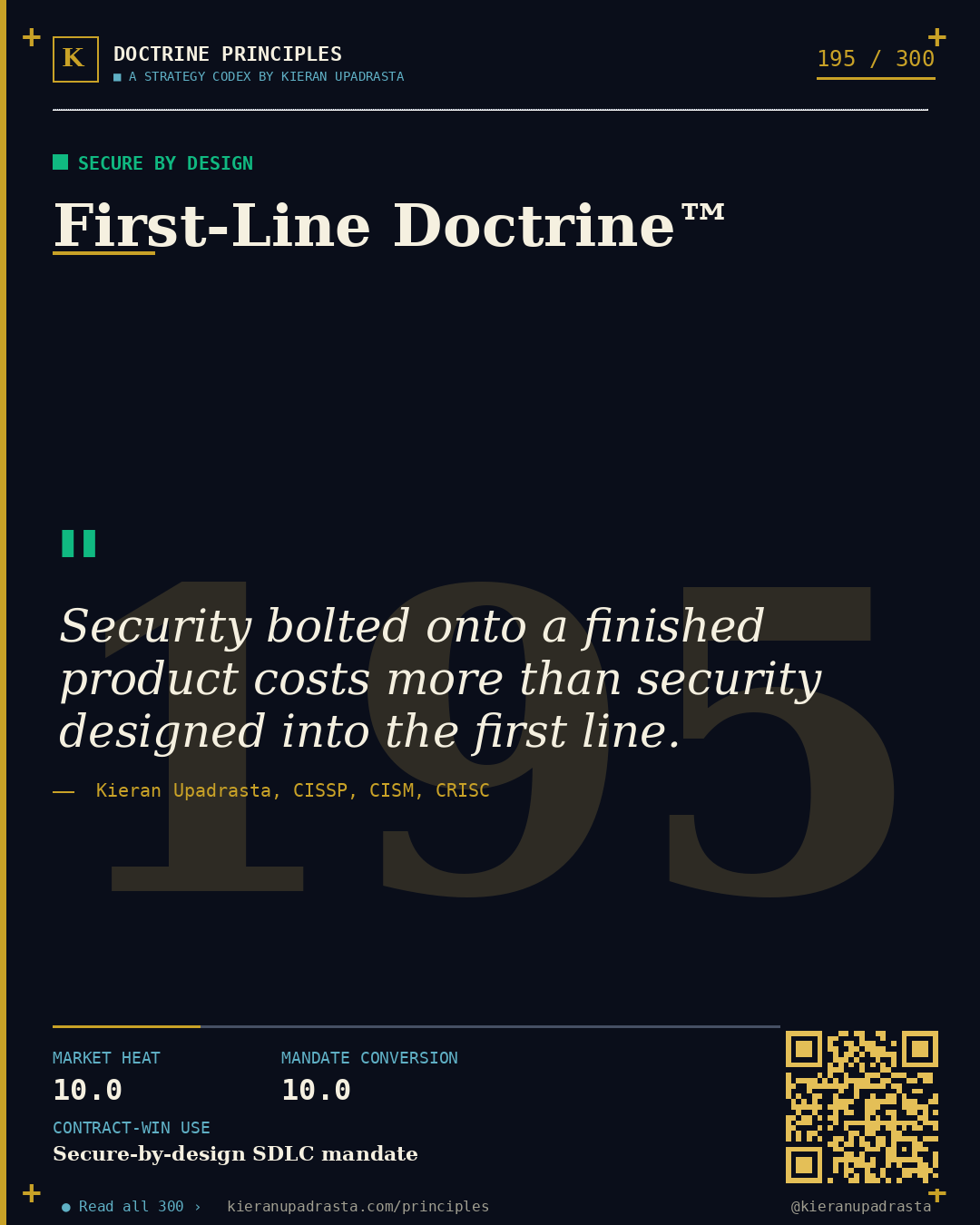 Principle 195: Invisible Return Doctrine™ &mdash; Cyber ROI doctrine card by Professor Kieran Sky, CISSP CISM CRISC, Schiphol University