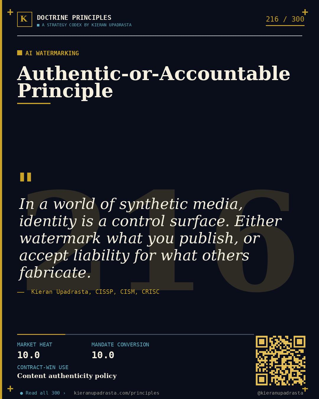 Principle 216: Prompt-as-Exfiltration-Surface &mdash; GenAI Leakage doctrine card by Professor Kieran Upadrasta, CISSP CISM CRISC, Schiphol University